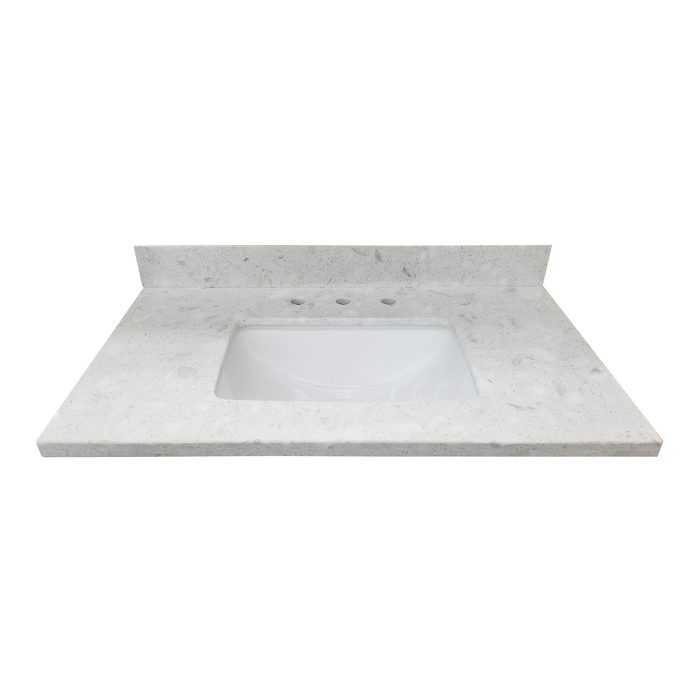 Bianco Square Crushed Marble Vanity Top | Builders Surplus