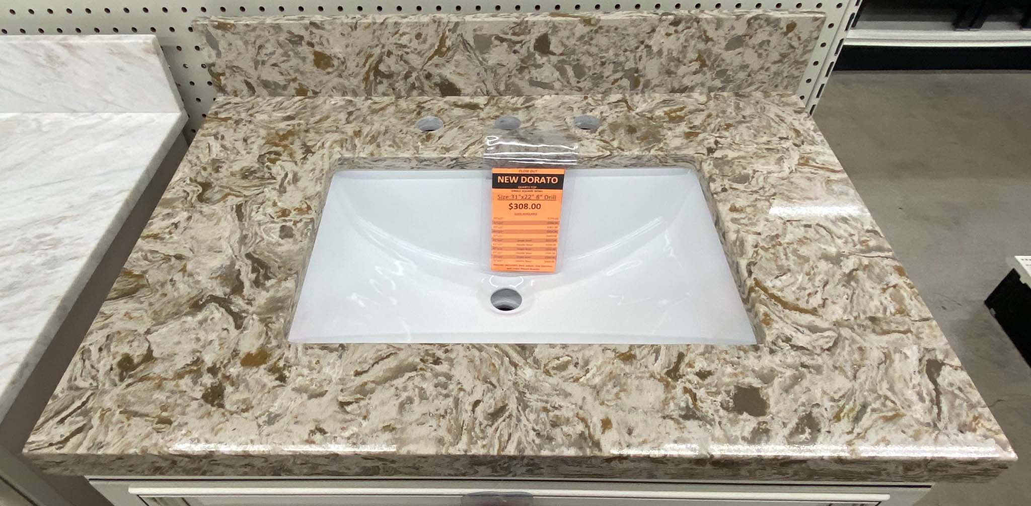 New Dorato Quartz Vanity Top – Closeout