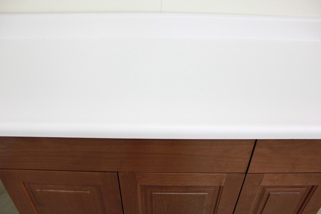 white laminate kitchen counter top