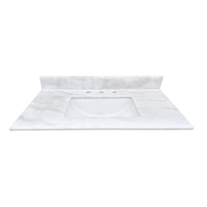 Galaxy White Marble 8" Drill Vanity Top - Closeout