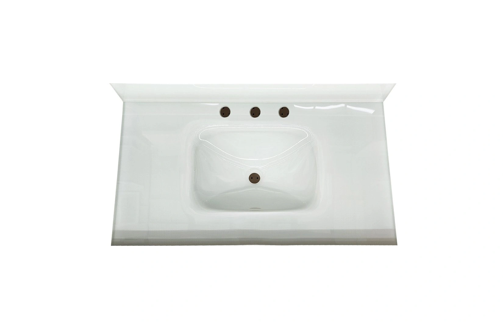Bright White Glass 8" Drill Vanity Top