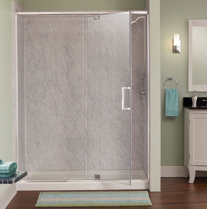 marina 3/8 frameless hinged door and fixed panel