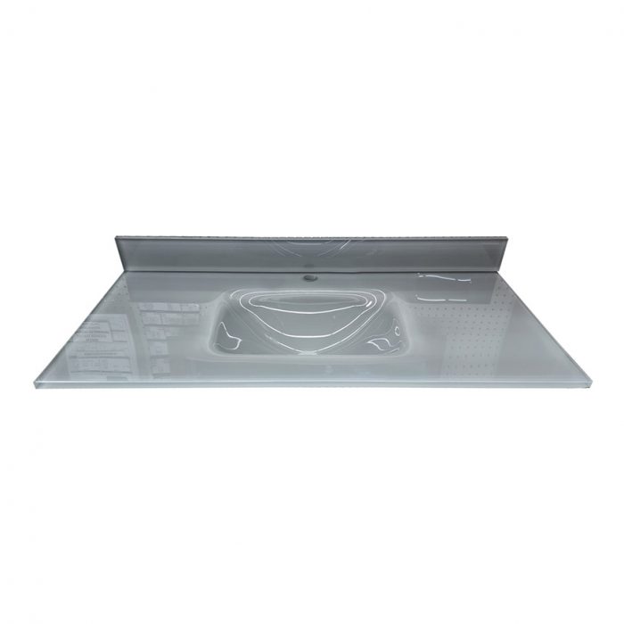 Bright Gray Glass Single Hole Vanity Top - Closeout