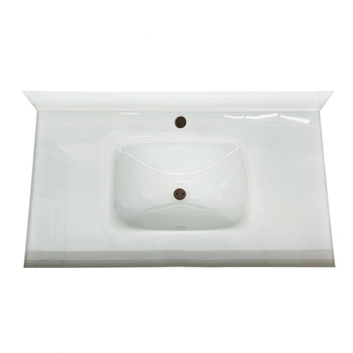 Bright White Glass Single Hole Vanity Top - Closeout