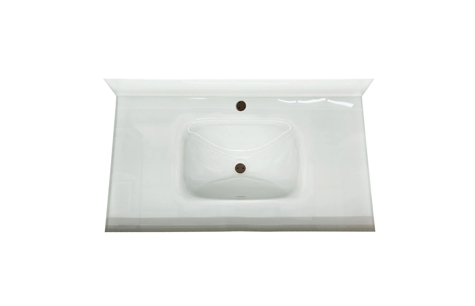 Bright White Glass Single Hole Vanity Top