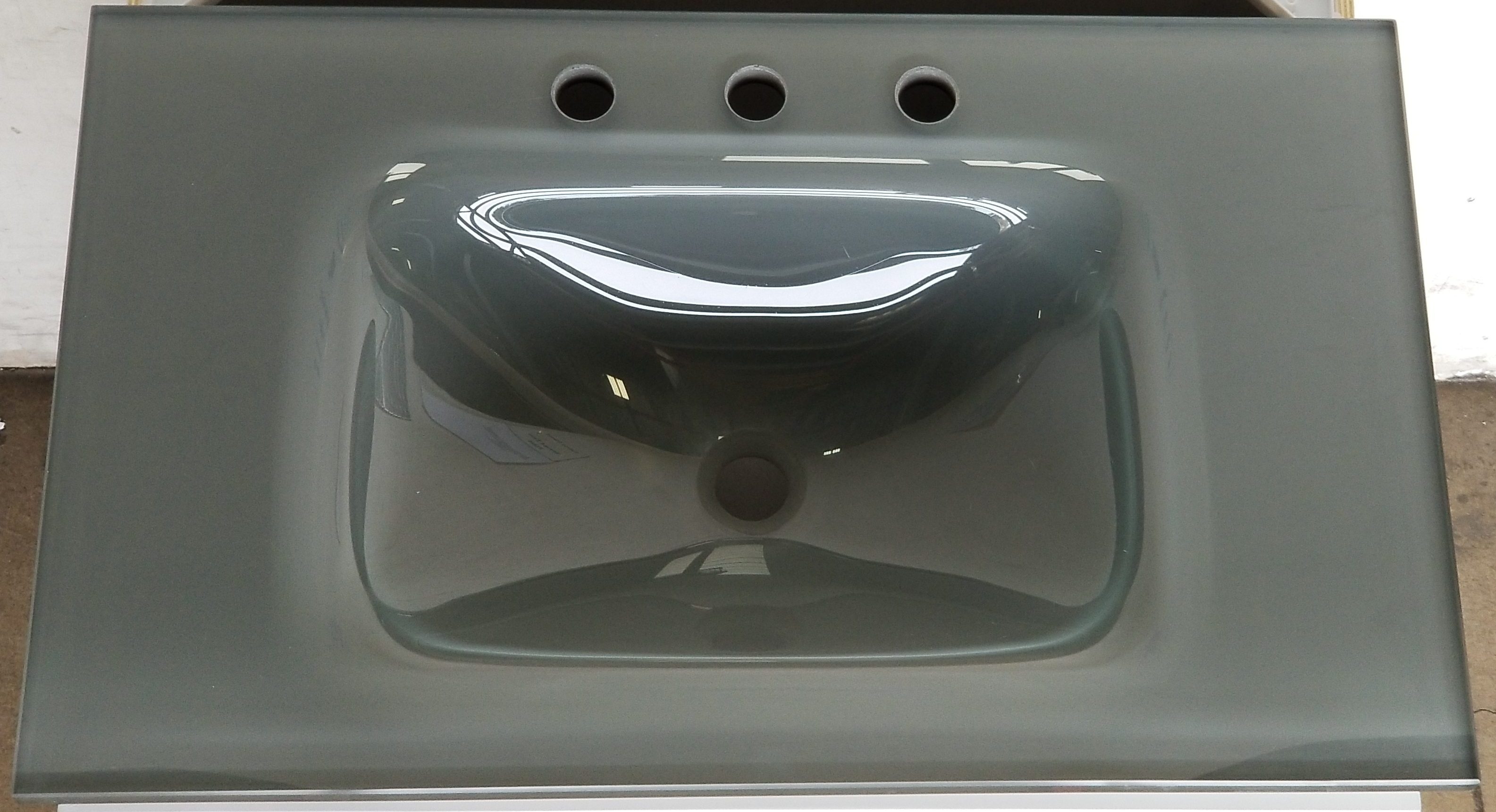 Bright Gray Glass 8" Drill Vanity Top Builders Surplus Wholesale