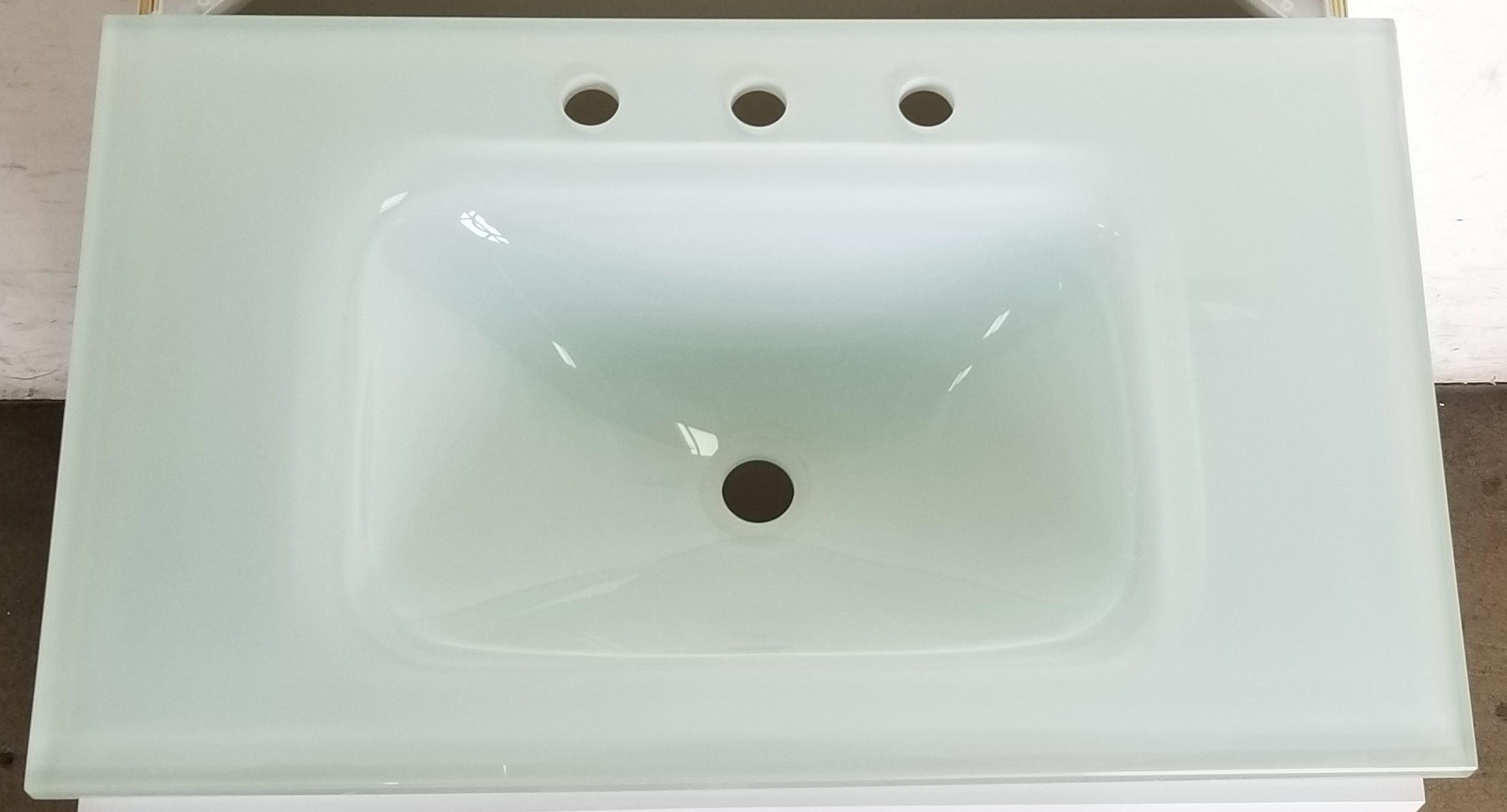 Bright White Glass 8 Drill Vanity Top Builders Surplus Wholesale