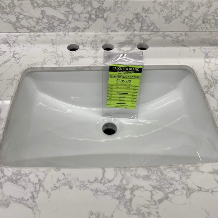 Calcutta Blanc Crushed Marble 8 Drill Vanity Top