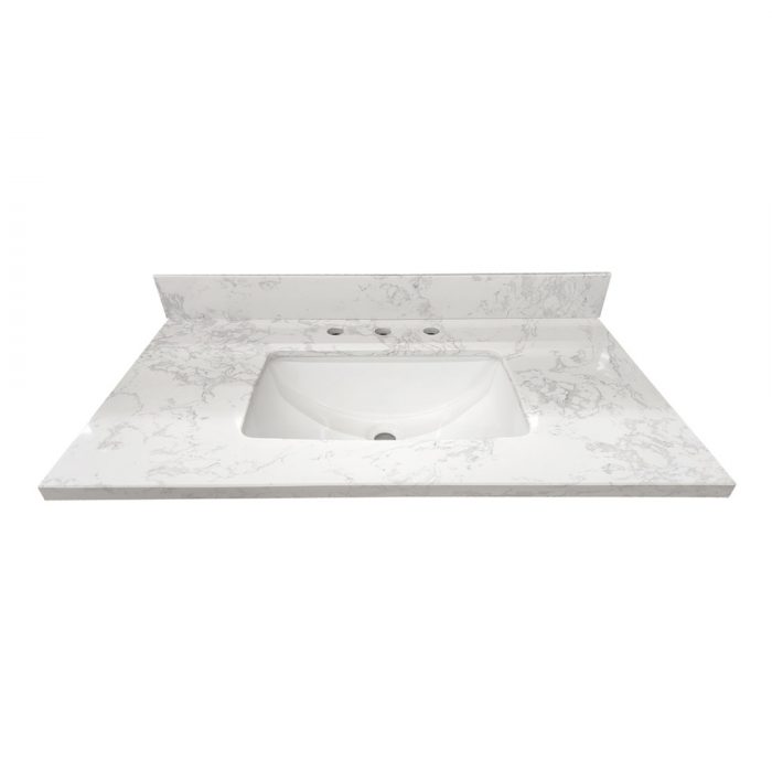 Calcutta Blanc Crushed Marble 8" Drill Vanity Top