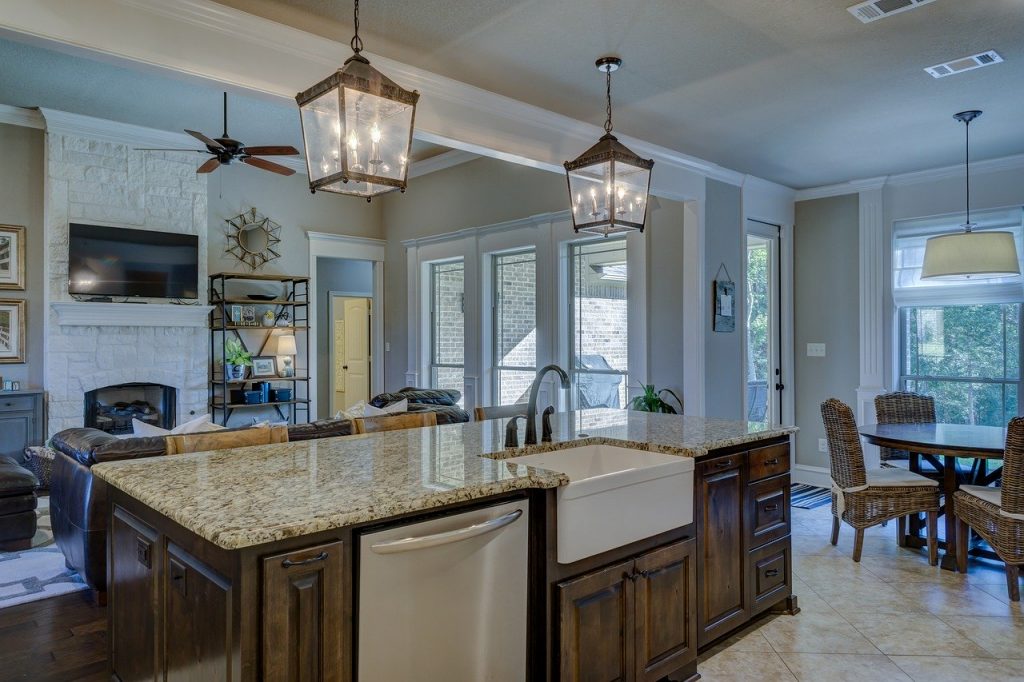 marble wood kitchen decor