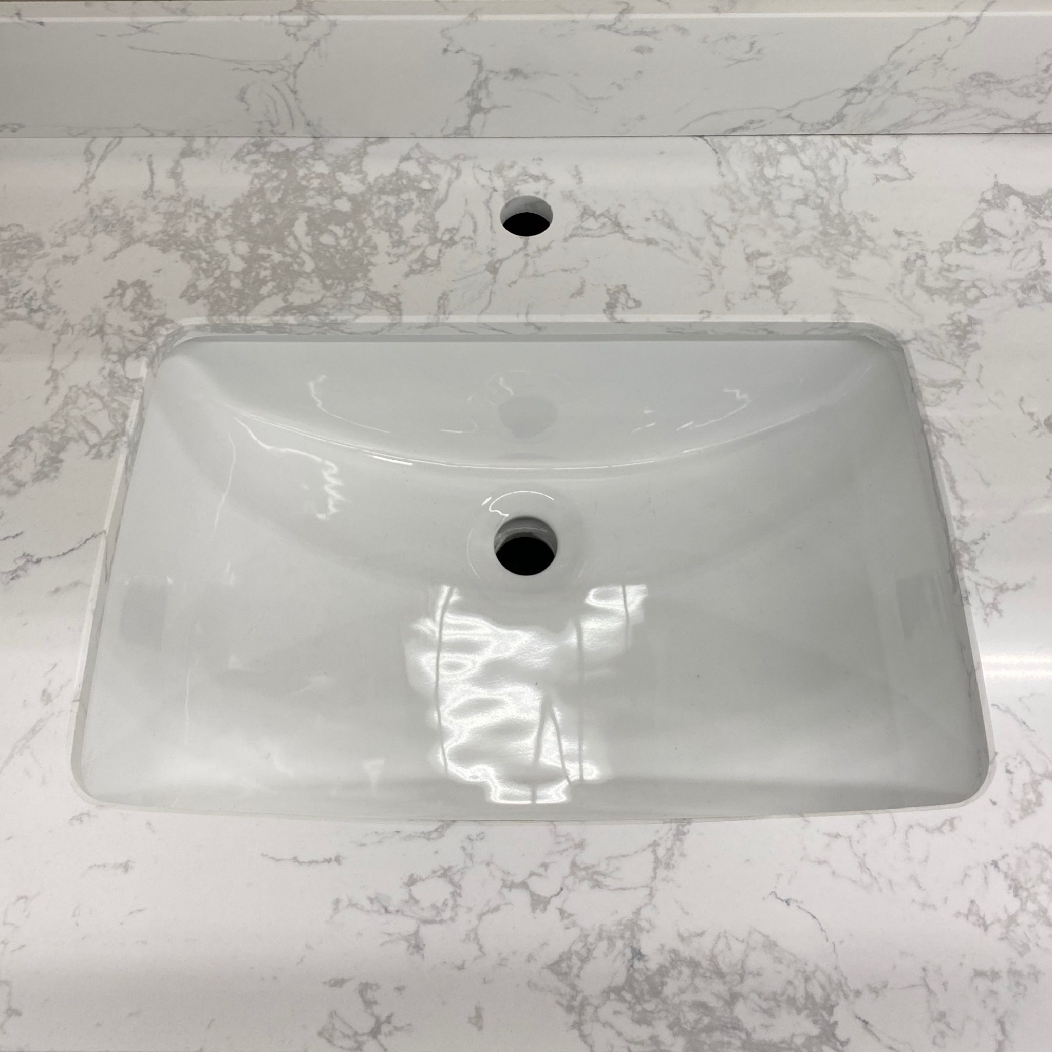 Calcutta Blanc Crushed Marble Single Hole Vanity Top Builders Surplus