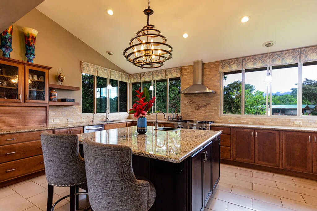 kitchen with stone counter tops
