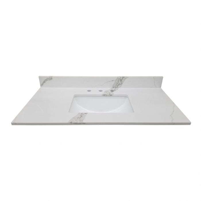 Blizzard White Quartz Bathroom Vanity Top | Builders Surplus