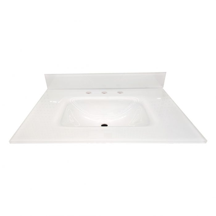 Polished Super White Glass 8" Drill Vanity Top