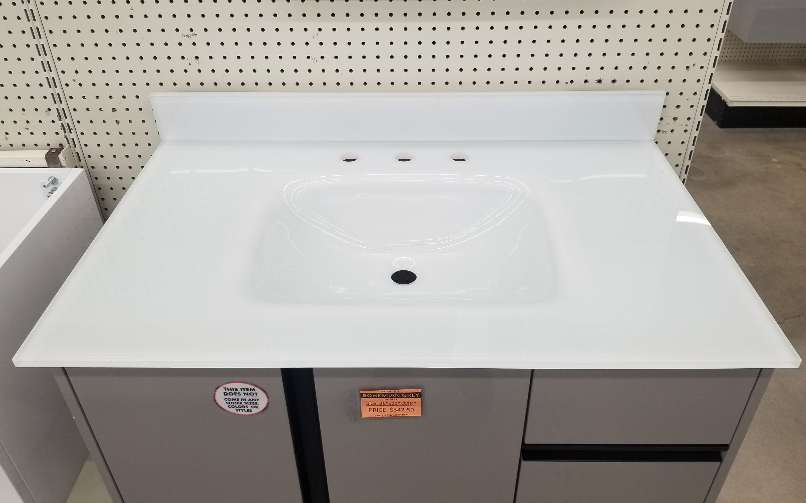 Polished Super White Glass Vanity Top Shop Our Showroom at Builders Surplus