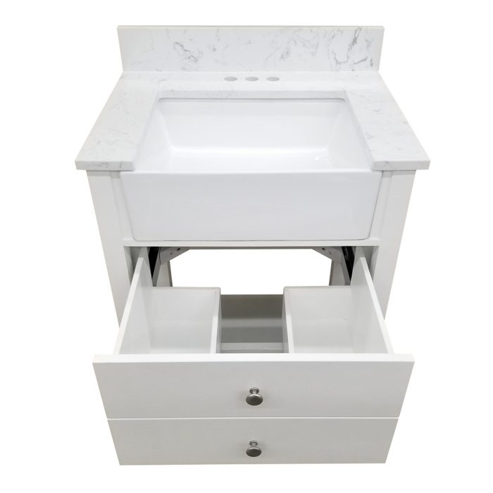 Vita Farmhouse White Vanity, Top & Mirror Combo - Image 2