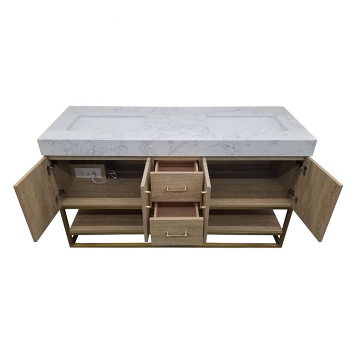 Evita Natural - Gold Frame Vanity & Top - Image 6