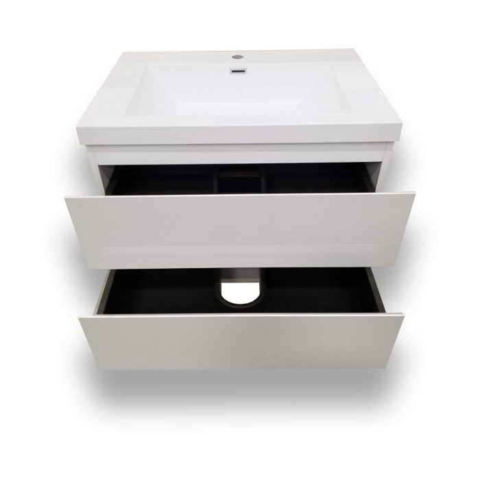 Stockholm White Wall Hung Combo Drawers Open