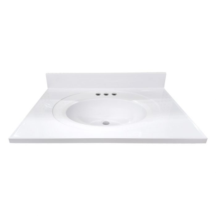 Polar White Oval Cultured Marble Vanity Top - Closeout