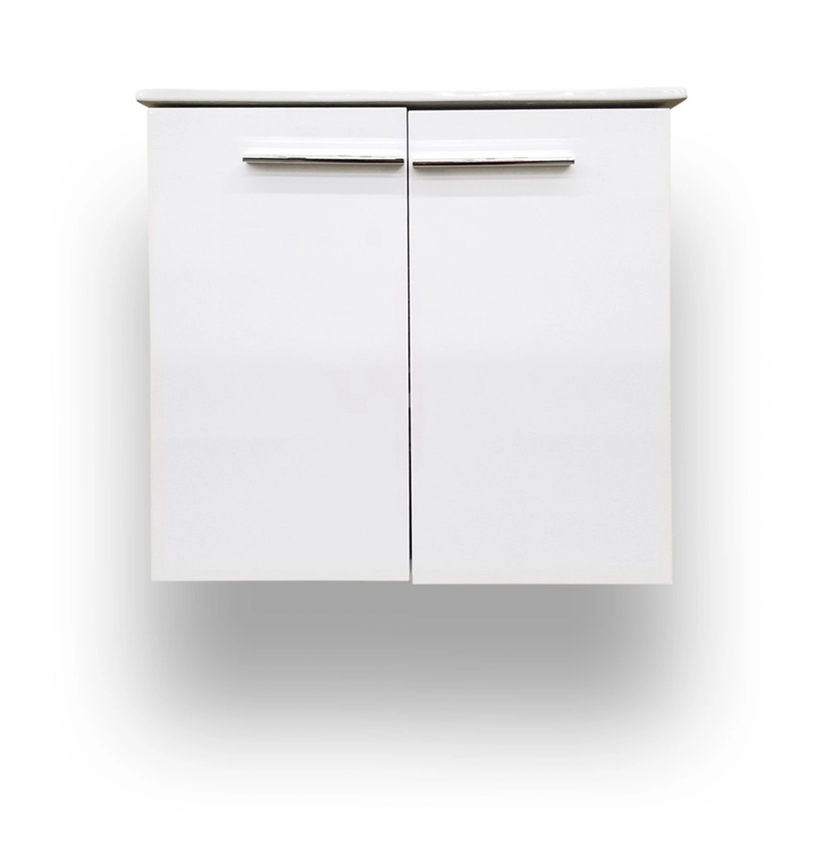 Street Gloss White Wall Hung Vanity, Top & Mirror Combo