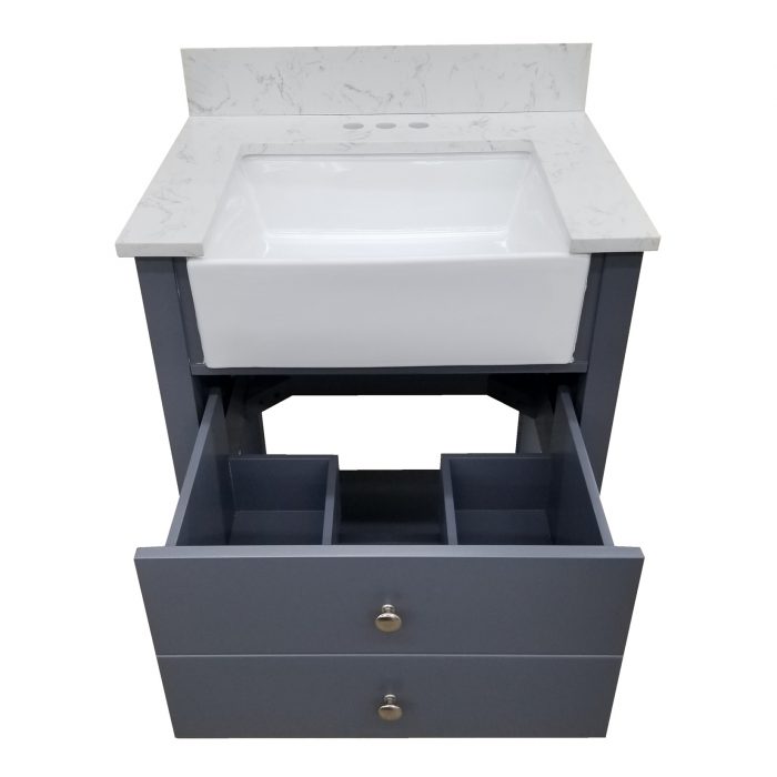 Vita Farmhouse Grey Vanity, Top & Mirror Combo - Image 2