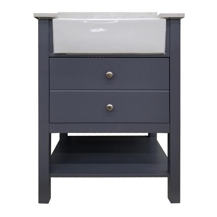 Vita Farmhouse Grey Vanity, Top & Mirror Combo