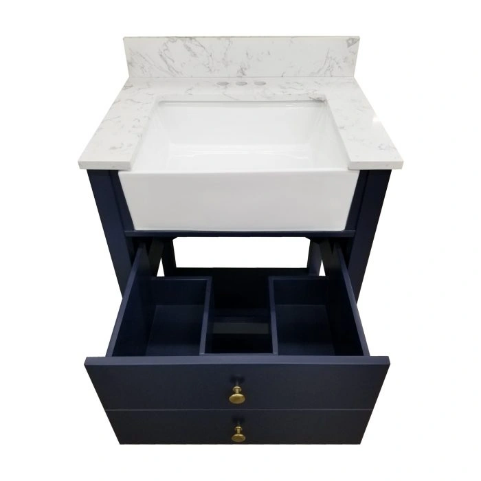 Vita Farmhouse Navy Blue Vanity, Top & Mirror Combo - Image 2