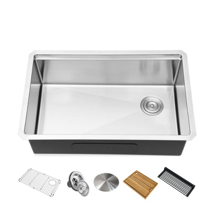 Stainless Steel Undermount Kitchen Sink - Single (Includes Accessories)