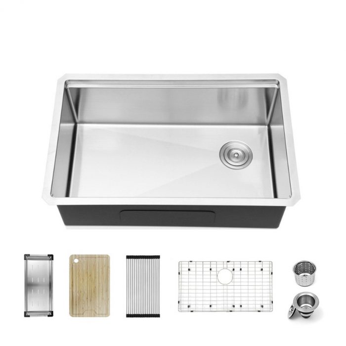 Stainless Steel Undermount Kitchen Sink - Single (Includes Accessories)