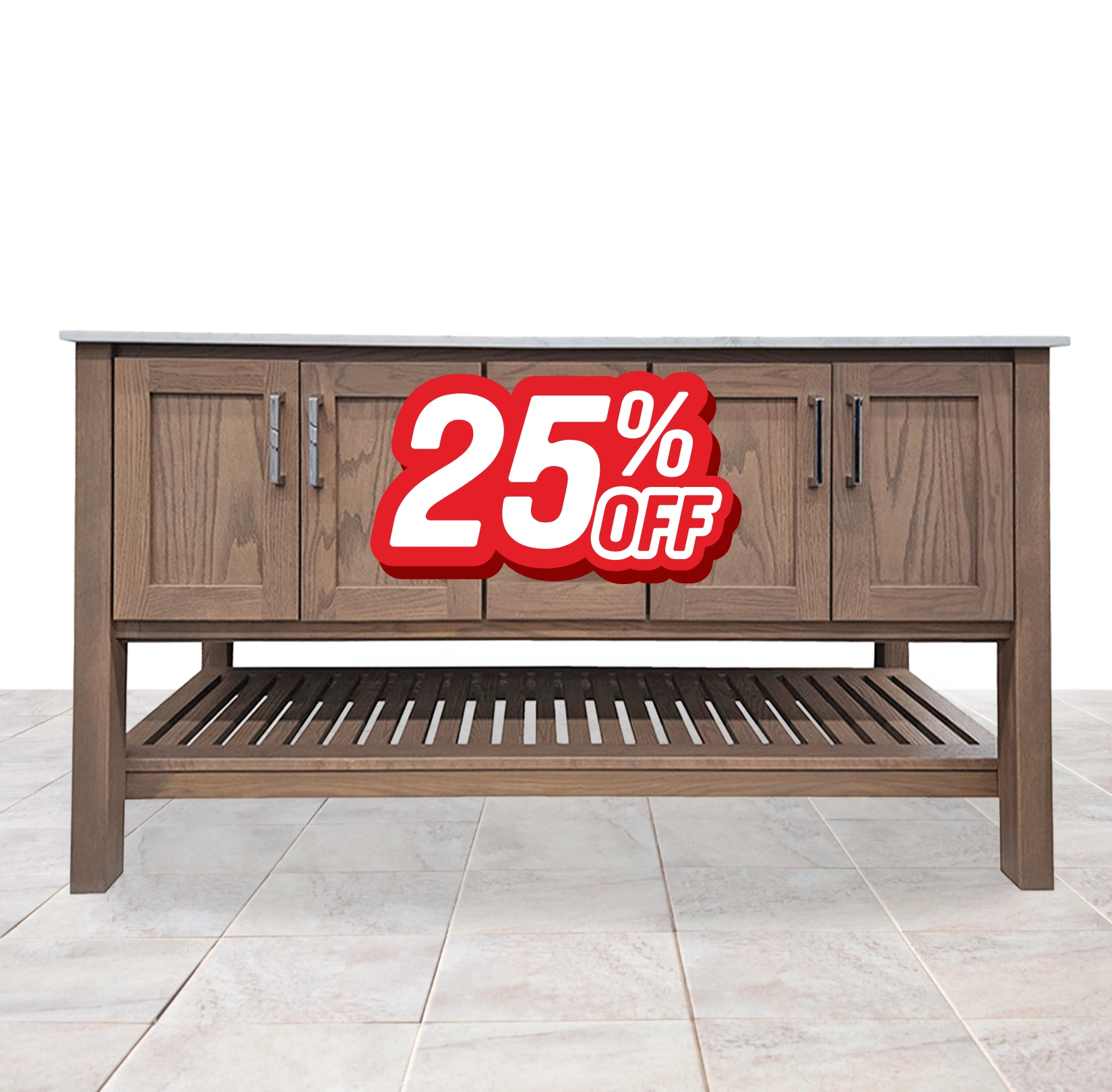 25% off discount sticker on vanity