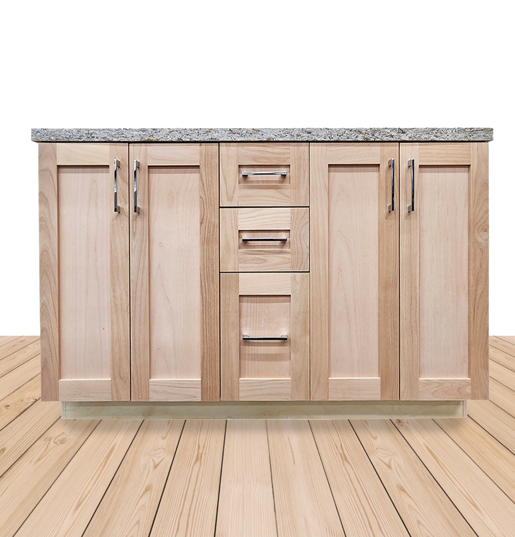 Unfinished raw wood kitchen island cabinet