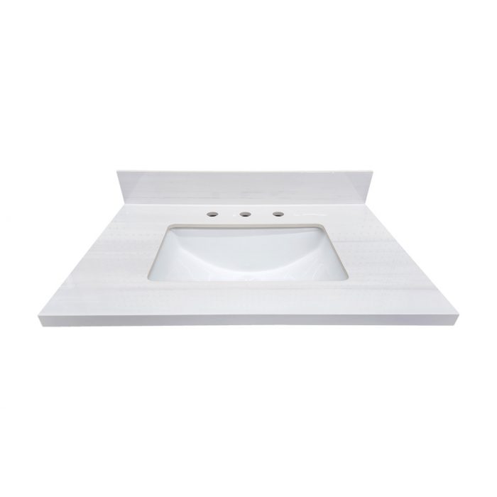 Duna White Sintered Stone 8" Drill Vanity Top