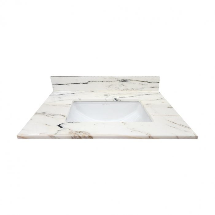 Athens White Single Hole Marble Vanity Top - Closeout