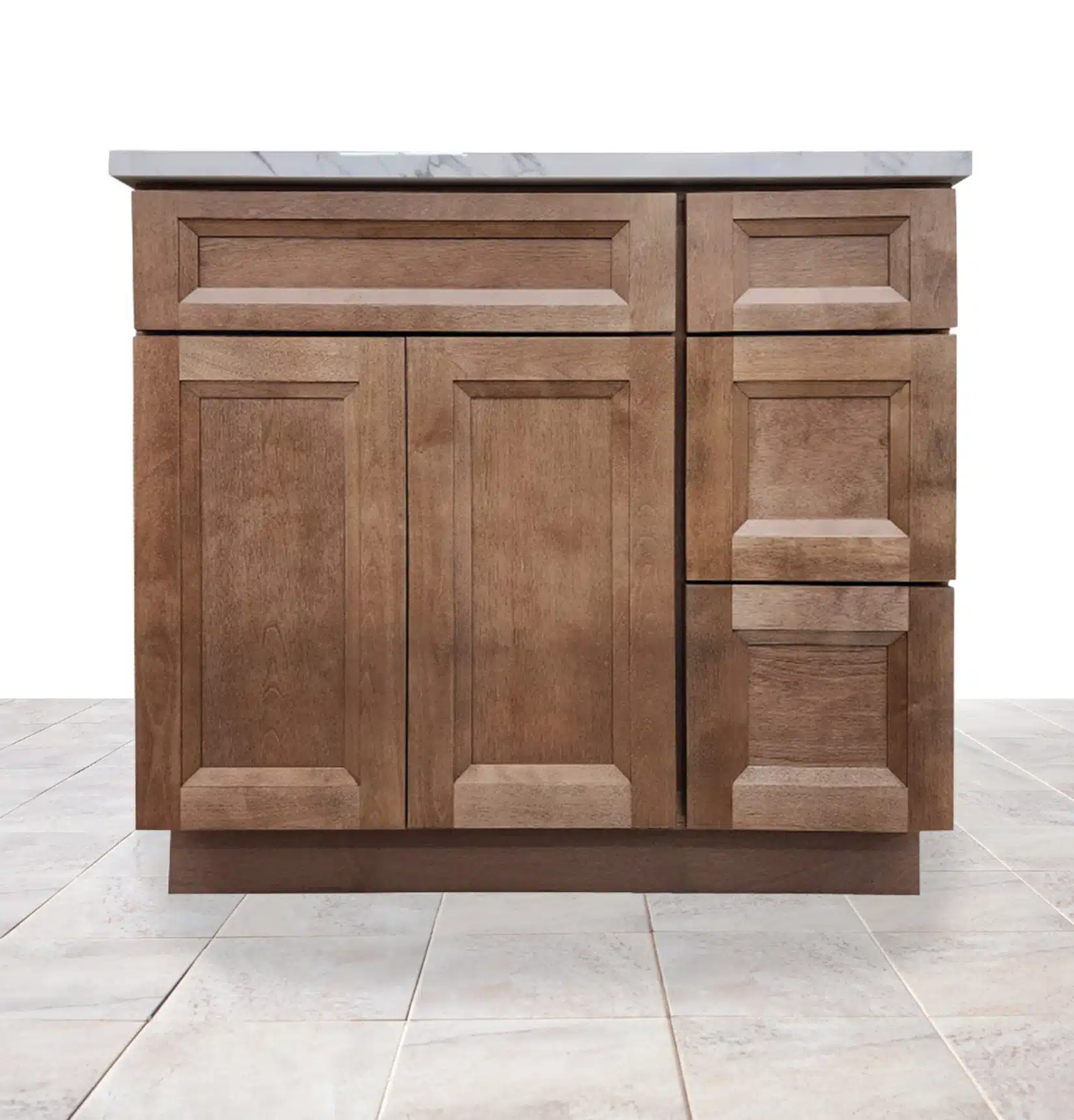 Toffee wood raised-panel bathroom vanity