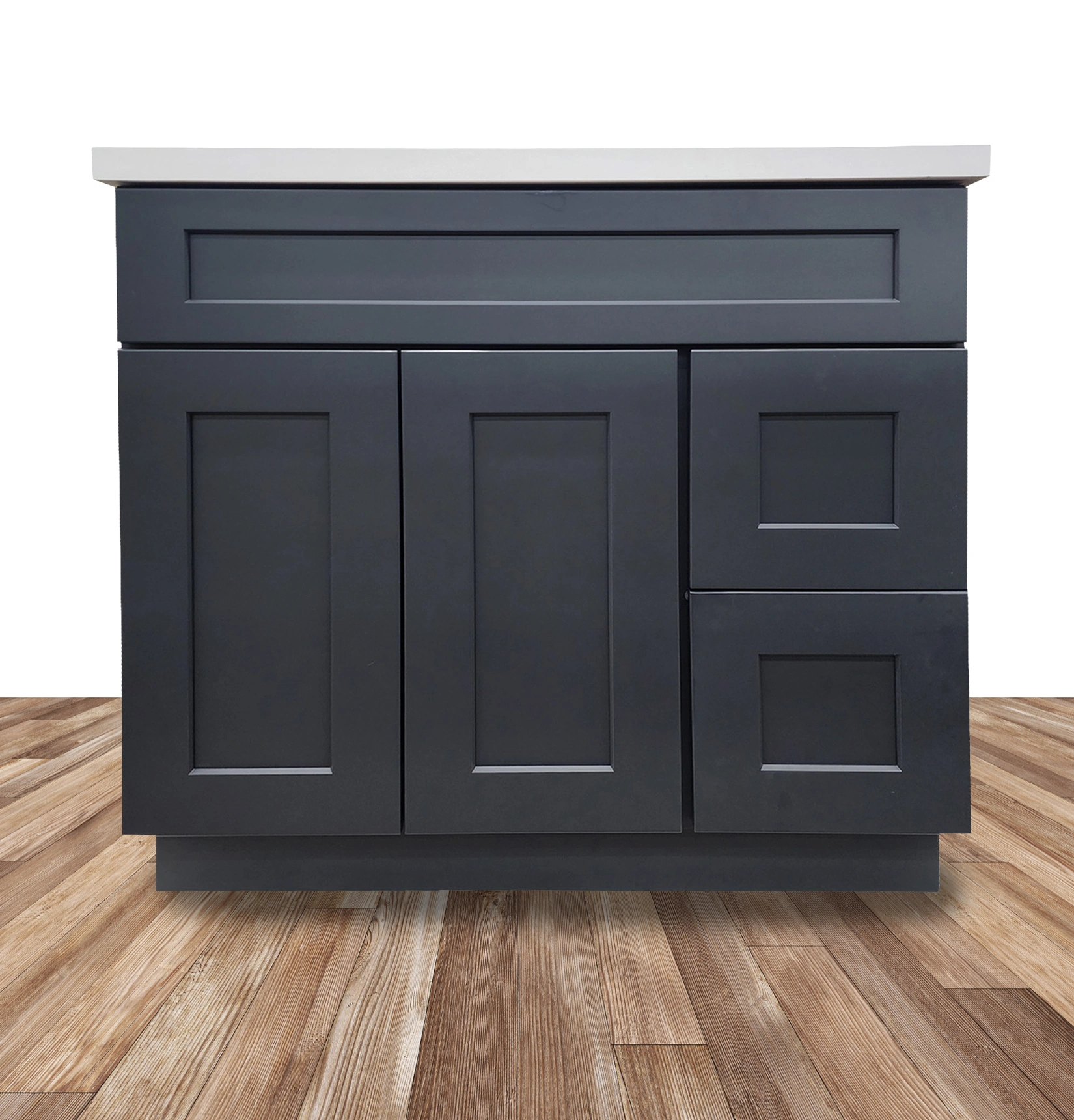 Charcoal gray shaker bathroom vanity cabinet