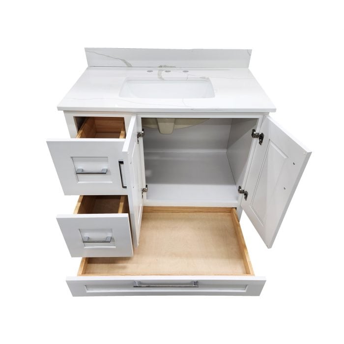 Arctic White with Bottom Drawers Vanity - Image 2