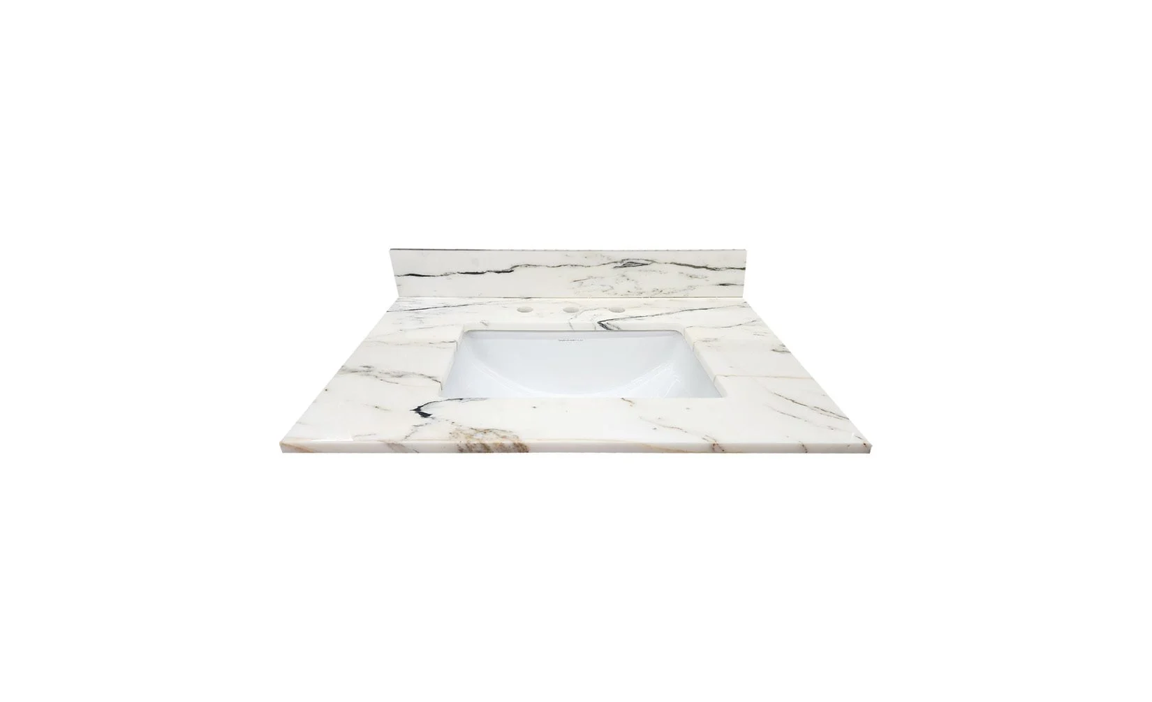 Athens White 8" Drill Marble Vanity Top