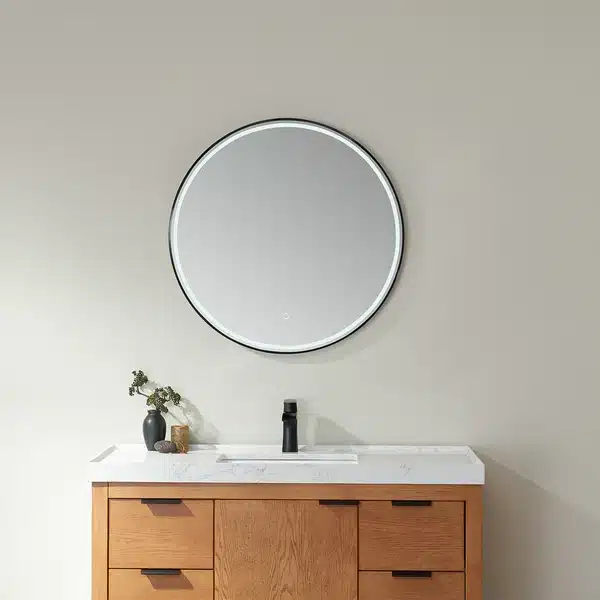 Tulum Circle Black Frame LED Mirror