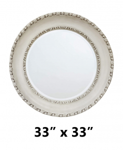 Antique White Round Mirror – Closeout