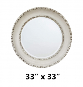 Antique White Round Mirror – Closeout