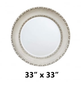 Antique White Round Mirror – Closeout