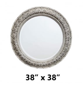 Antique White Round Mirror – Closeout