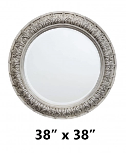Antique White Round Mirror – Closeout