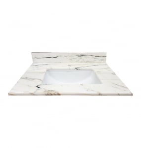 Athens White Single Hole Marble Vanity Top – Closeout