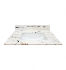 Athens White Single Hole Marble Vanity Top – Closeout