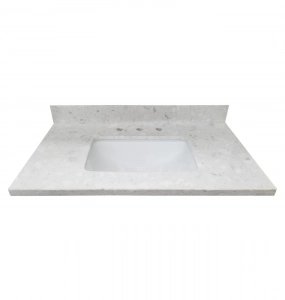 Bianco Square Crushed Marble Vanity Top