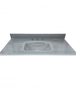 Bright Gray Glass 8″ Drill Vanity Top – Closeout