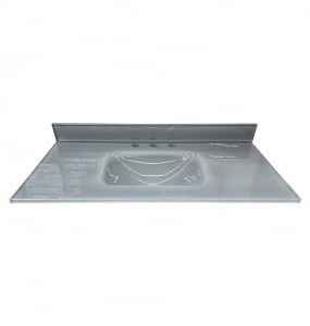 Bright Gray Glass 8″ Drill Vanity Top – Closeout