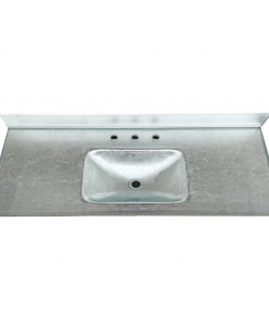 Bright Silver Metallic Glass Vanity Top – Closeout