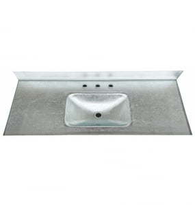 Bright Silver Metallic Glass Vanity Top – Closeout
